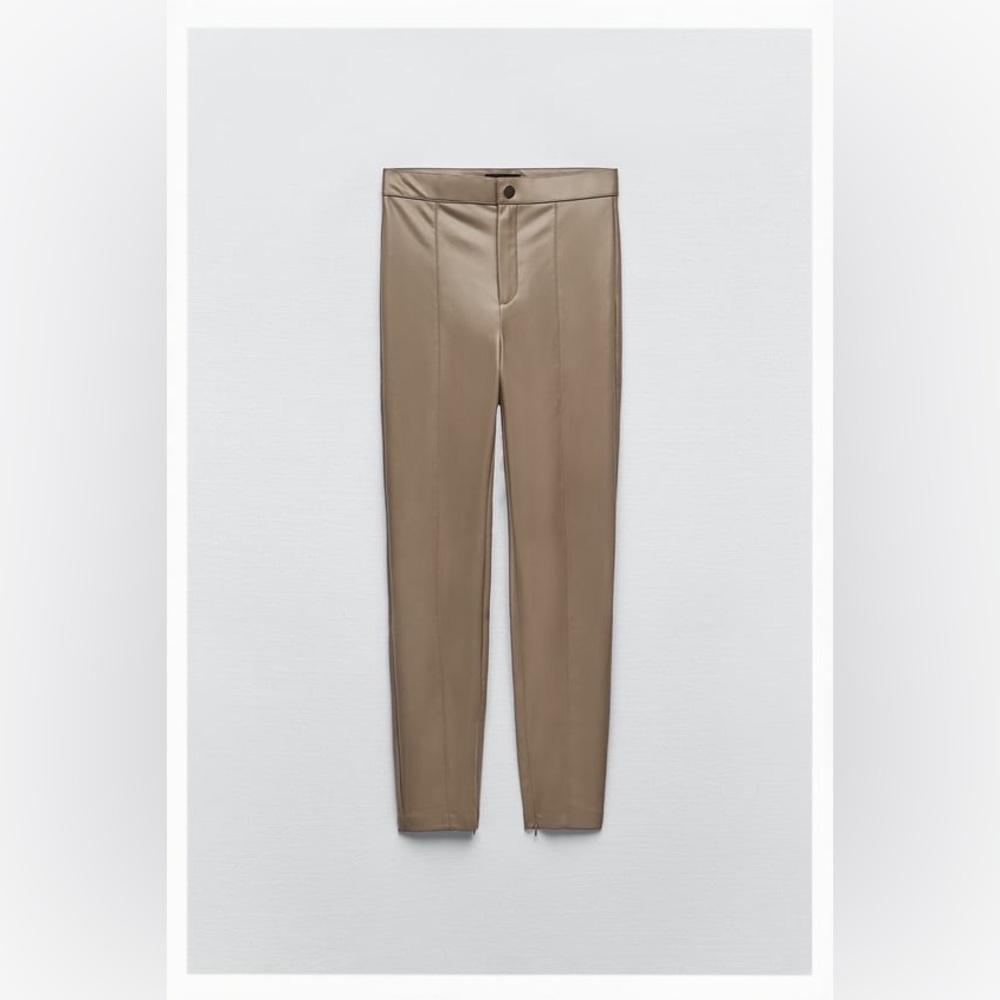 NWT Zara Faux Leather Leggings In Mink Size M